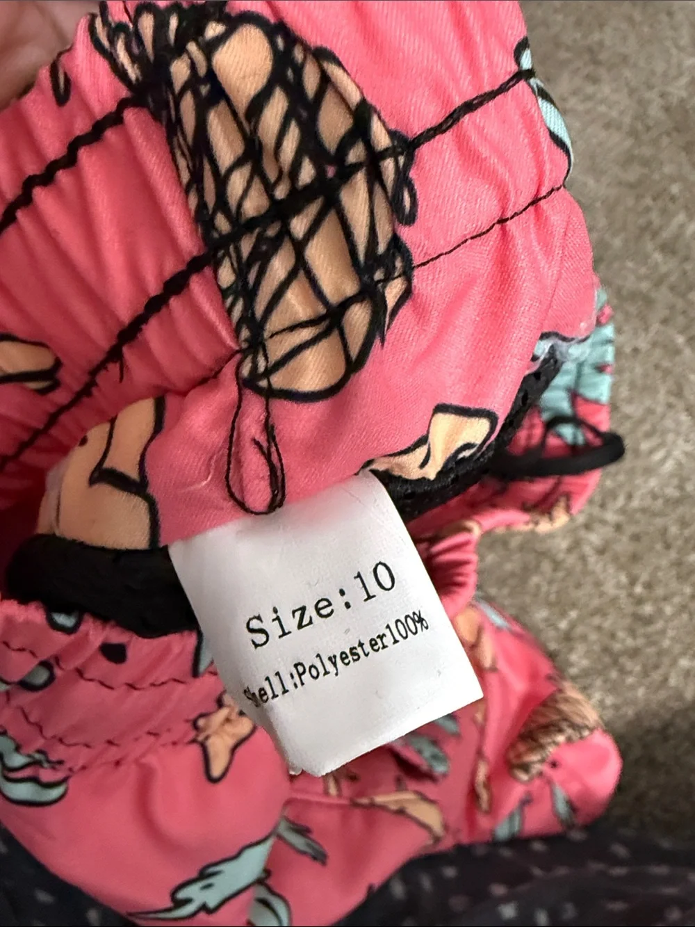 Pink Pineapple Print Kids Swim Trunks with black Liner